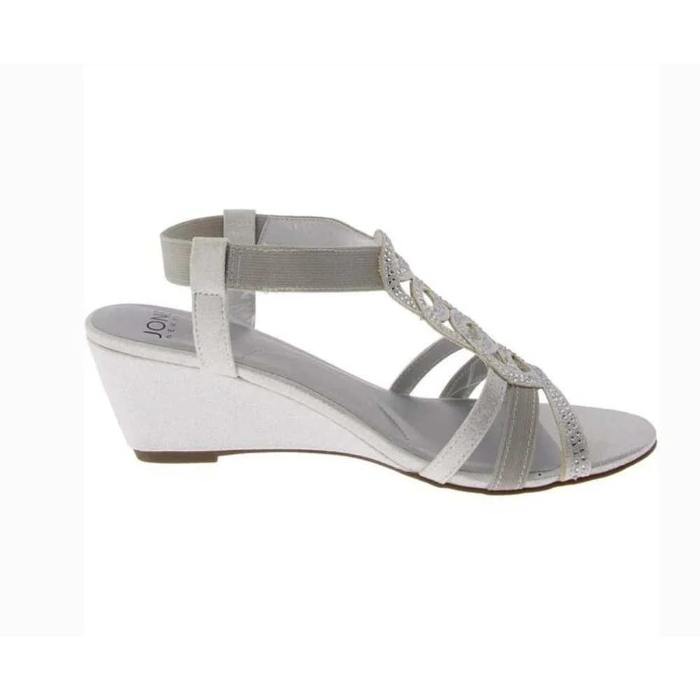 Jones New York Denise Embellished Rhinestones Wedge Sandals 9.5 M Gray Silver